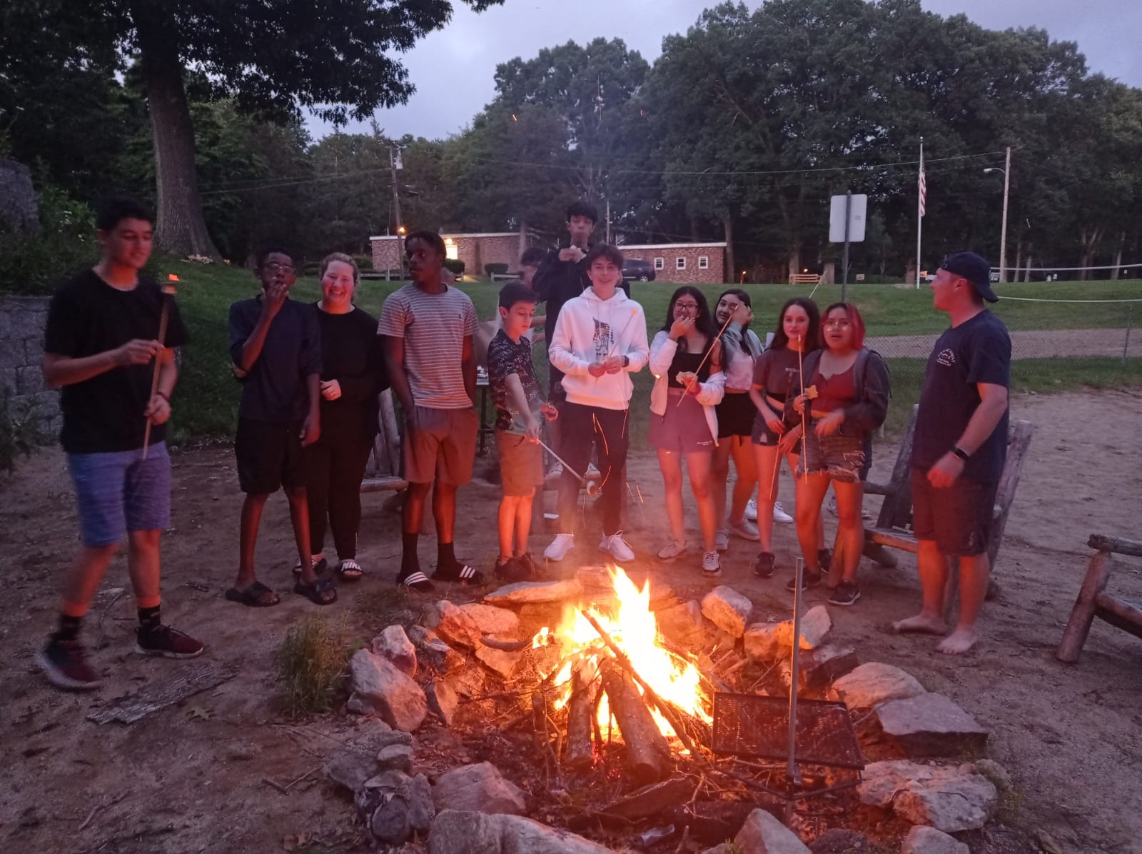 STM Summer Camp Students Having a Bonfire